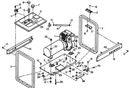 Mounting Base Diagram and Parts List for 8865-5-L4000  Briggs and Stratton Generator